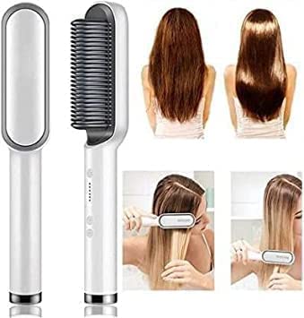 Hair Straightener brush for Women & Men, Hair Styler, Straightener Machine Brush/PTC Heating Electric Straightener with 5 Temperature Control (Multi colour)