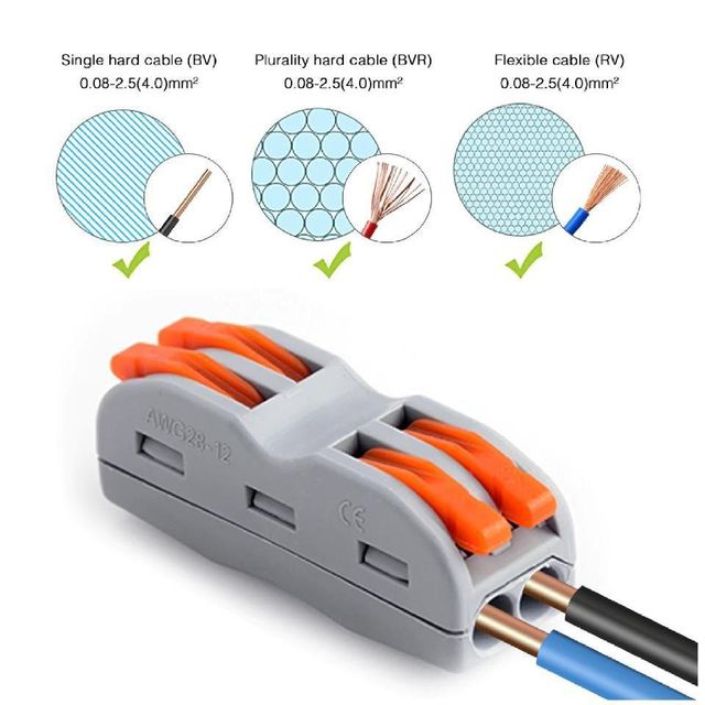 Reusable Quick Fast Electrical Wire Cable Connectors Terminal Block (Pack of 3)